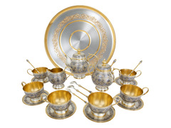 Серебряный чайный набор с позолотой  «Традиция»